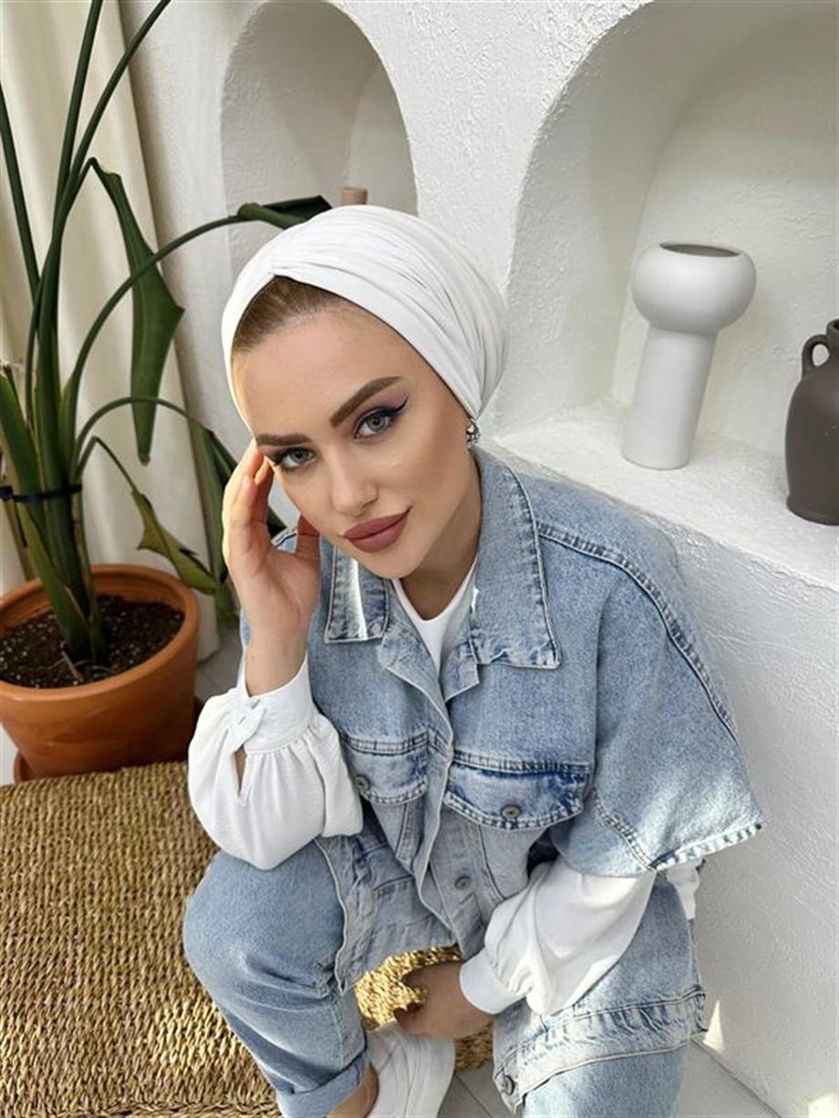 DRAPE DOLGULU BONE BEYAZ