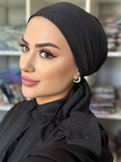 TREND ŞAL İMANNOR ( kare desen ) siyah