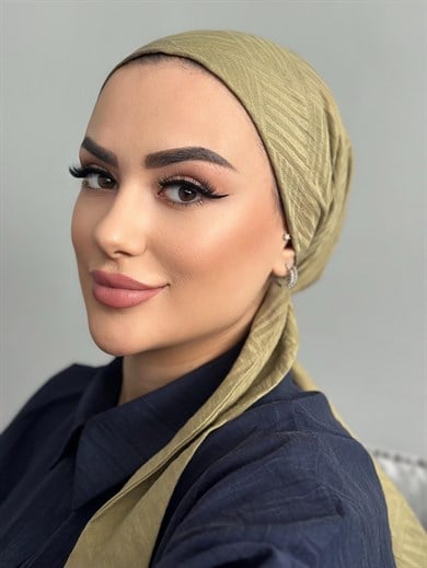 TREND ŞAL İMANNOR ( kare desen ) YAĞ YEŞİLİ