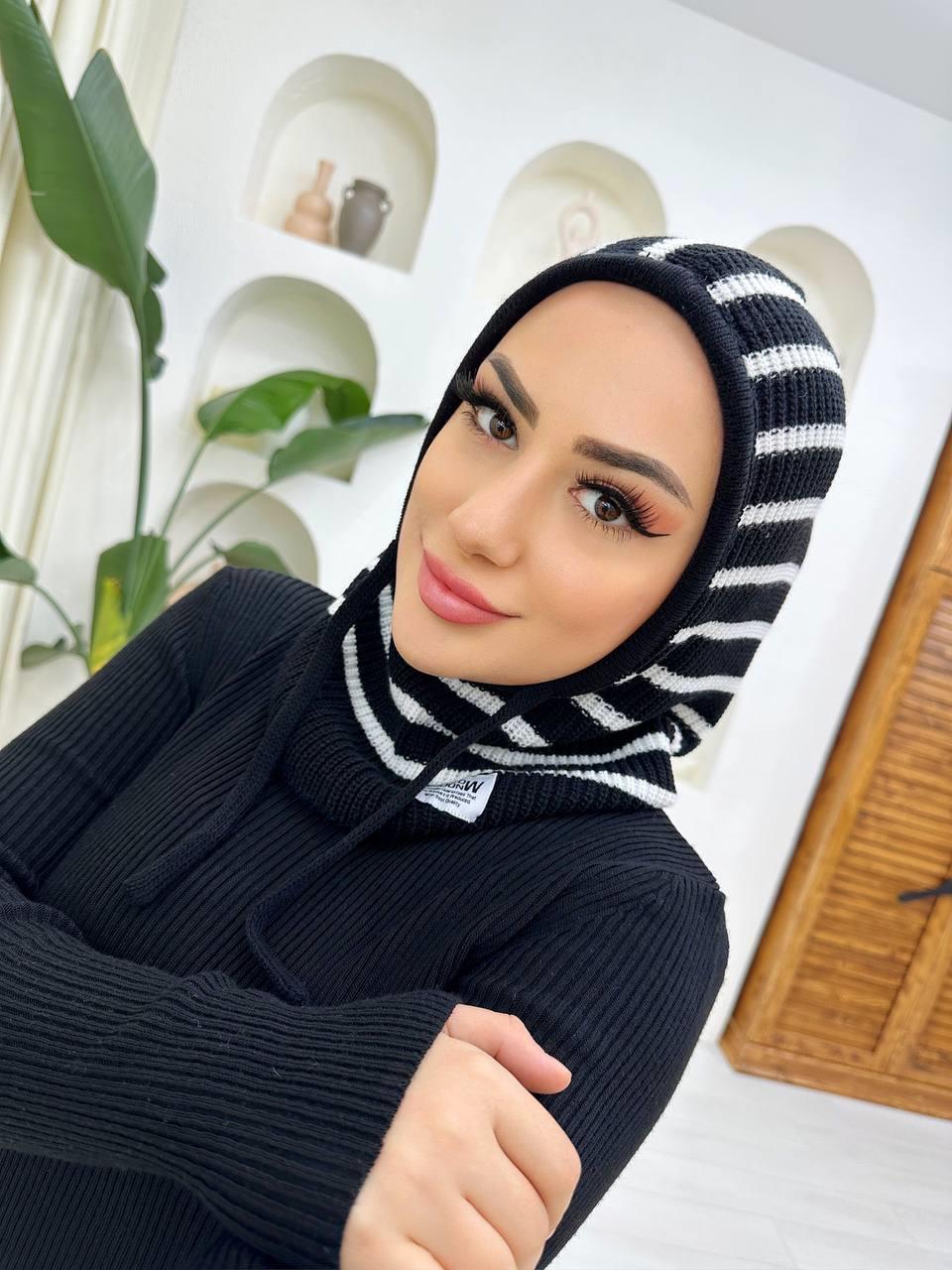 BALAKLAVA SİYAH BEYAZ ÇİZGİLİ