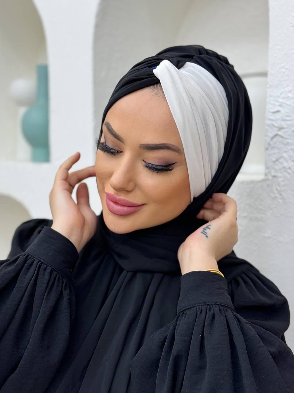 BONE ŞAL SİYAH  BEYAZ