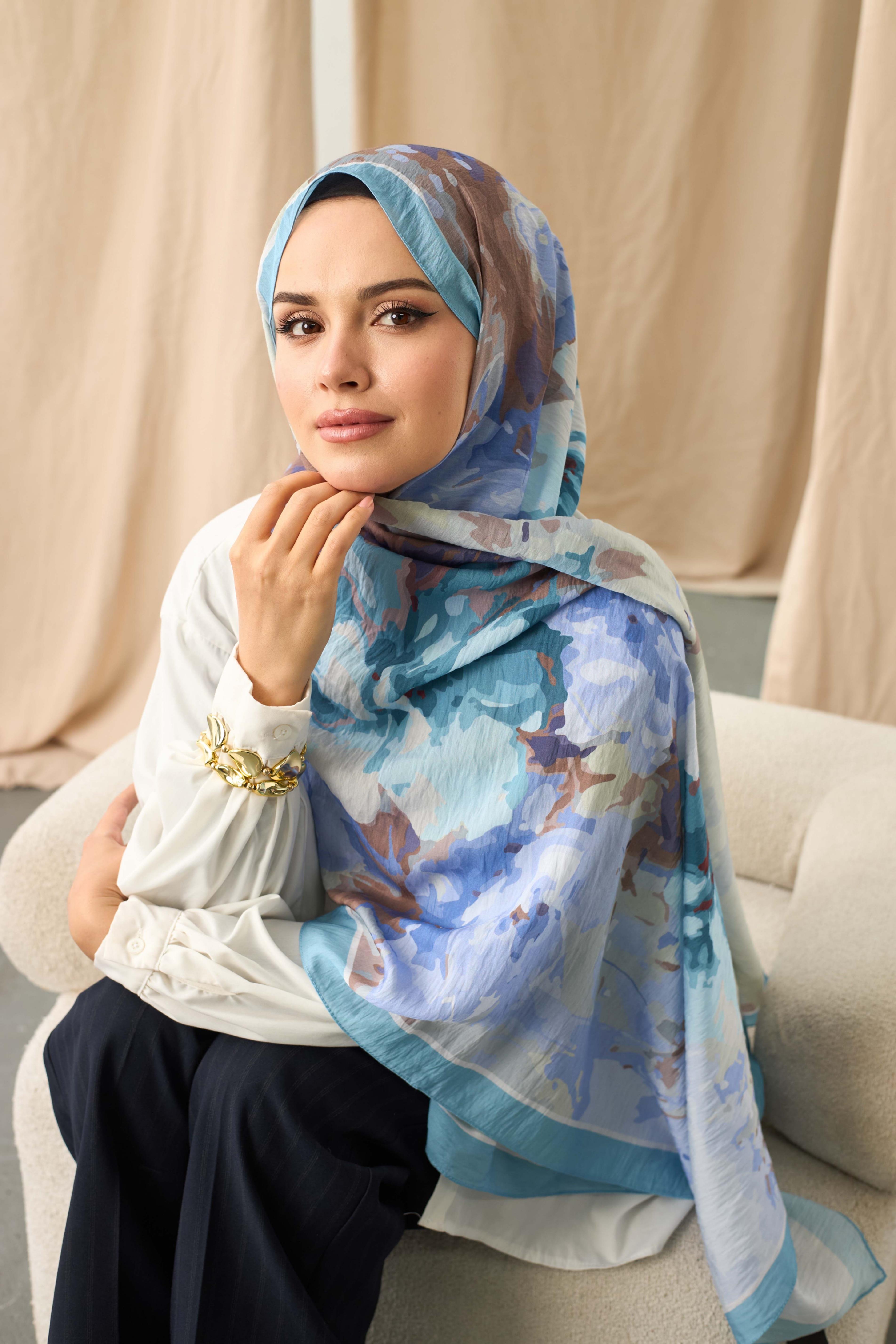 DESENLİ MODAL ŞAL MAVİ/LİLA