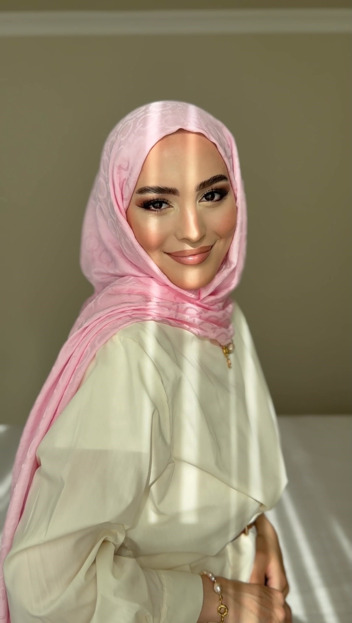 ZİNCİR DESEN TOZ PEMBE ŞAL