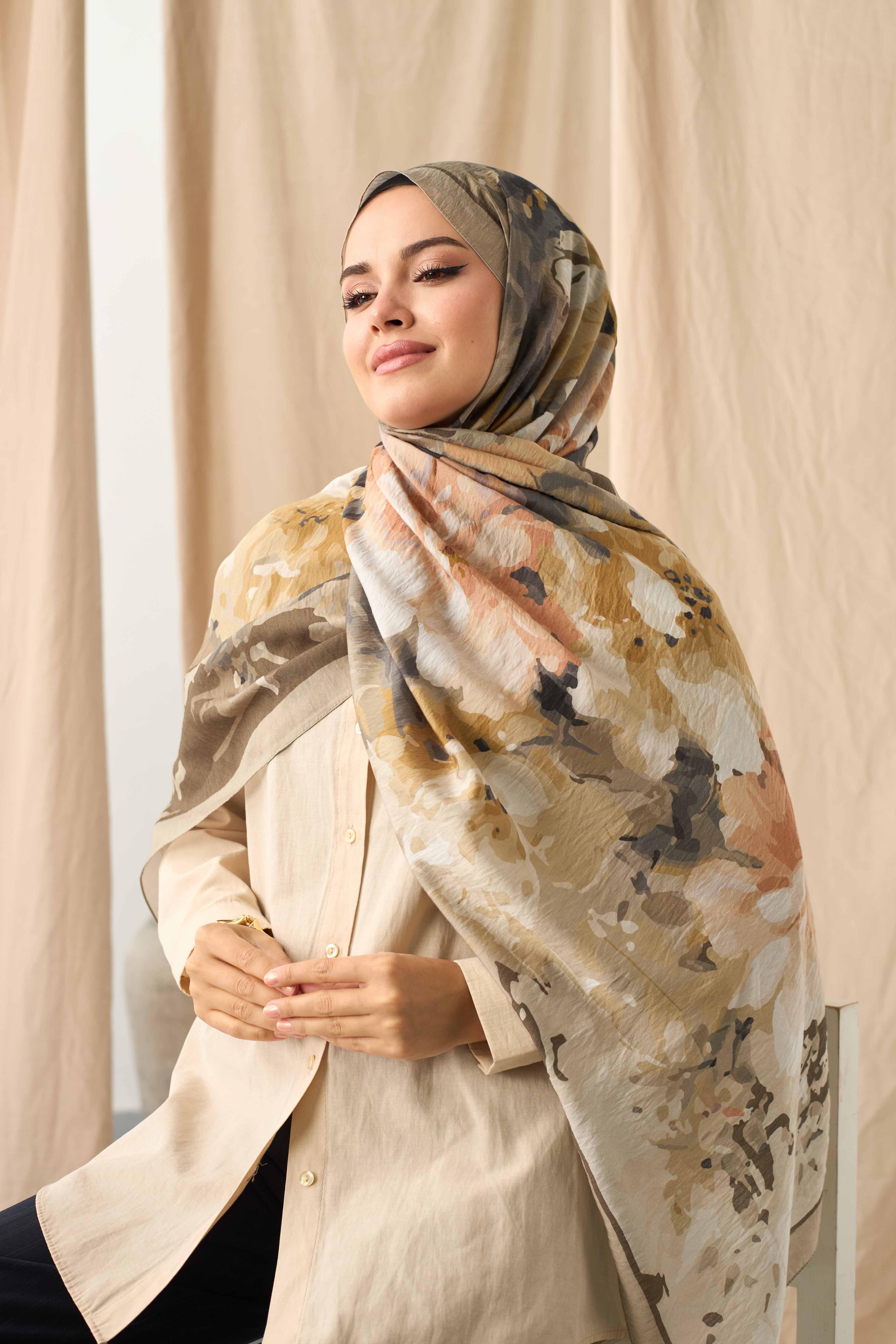 DESENLİ MODAL ŞAL BEJ