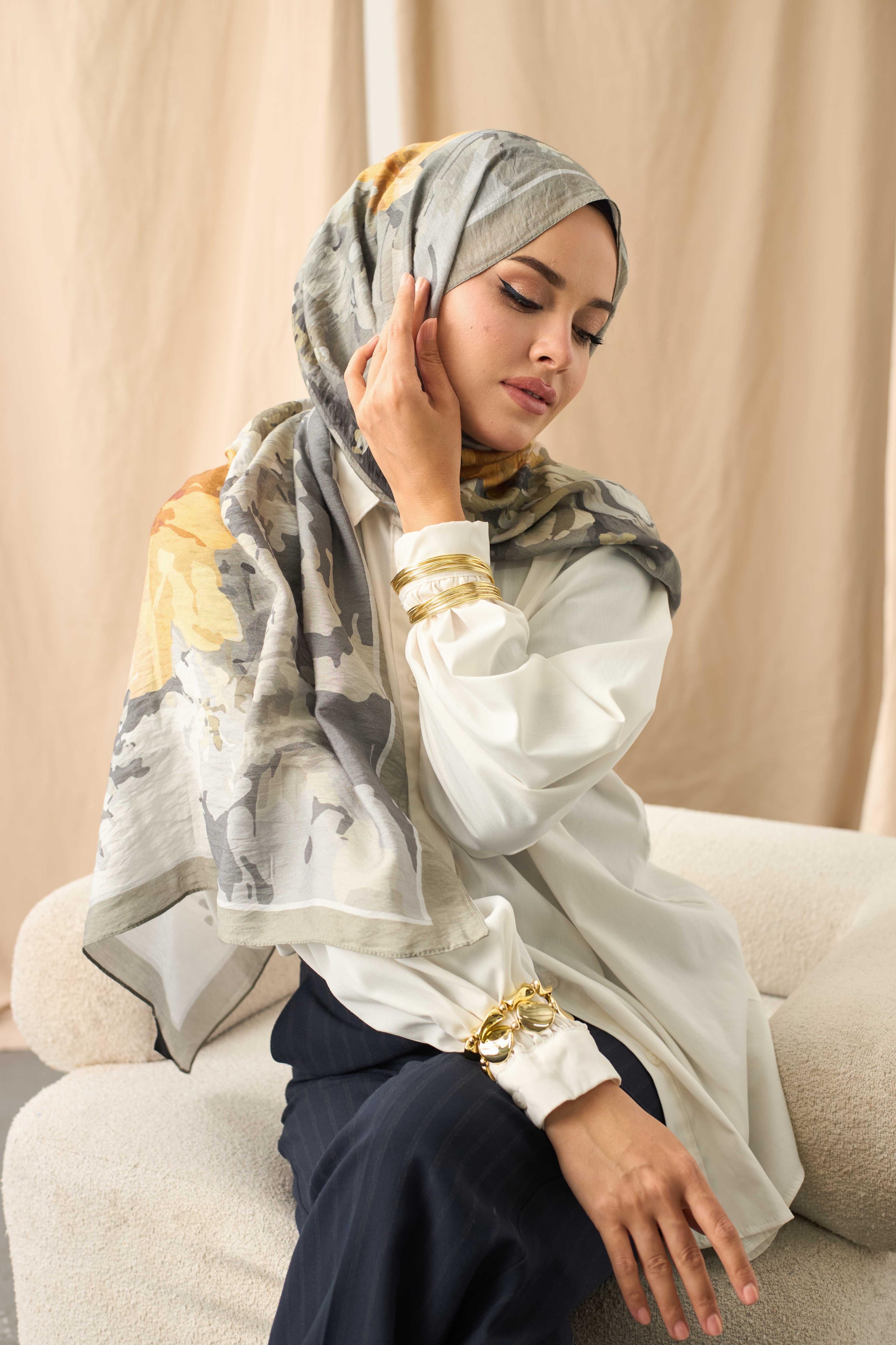 DESENLİ MODAL ŞAL GÜMÜŞ GRİ