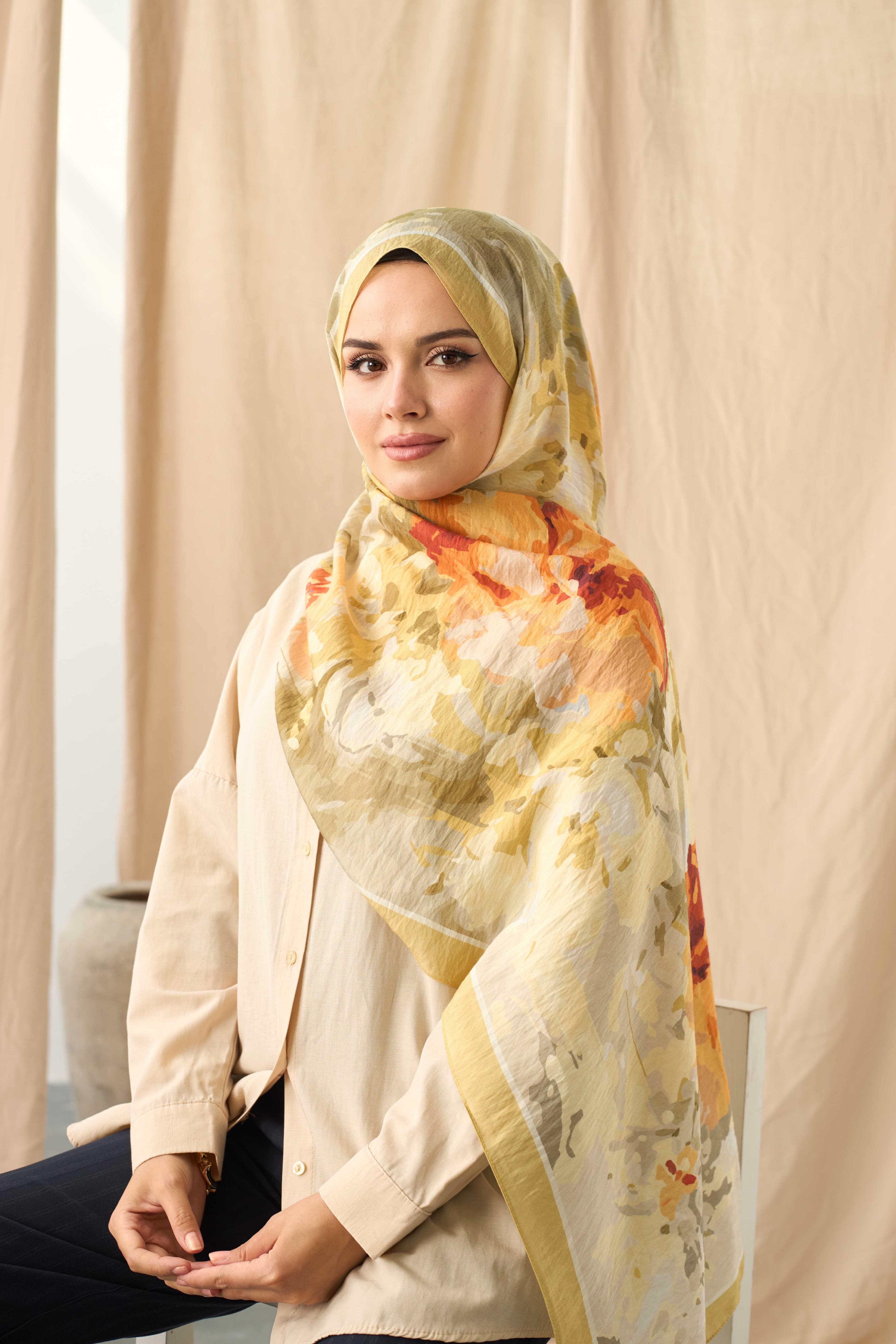 DESENLİ MODAL ŞAL TEREYAĞ SARISI