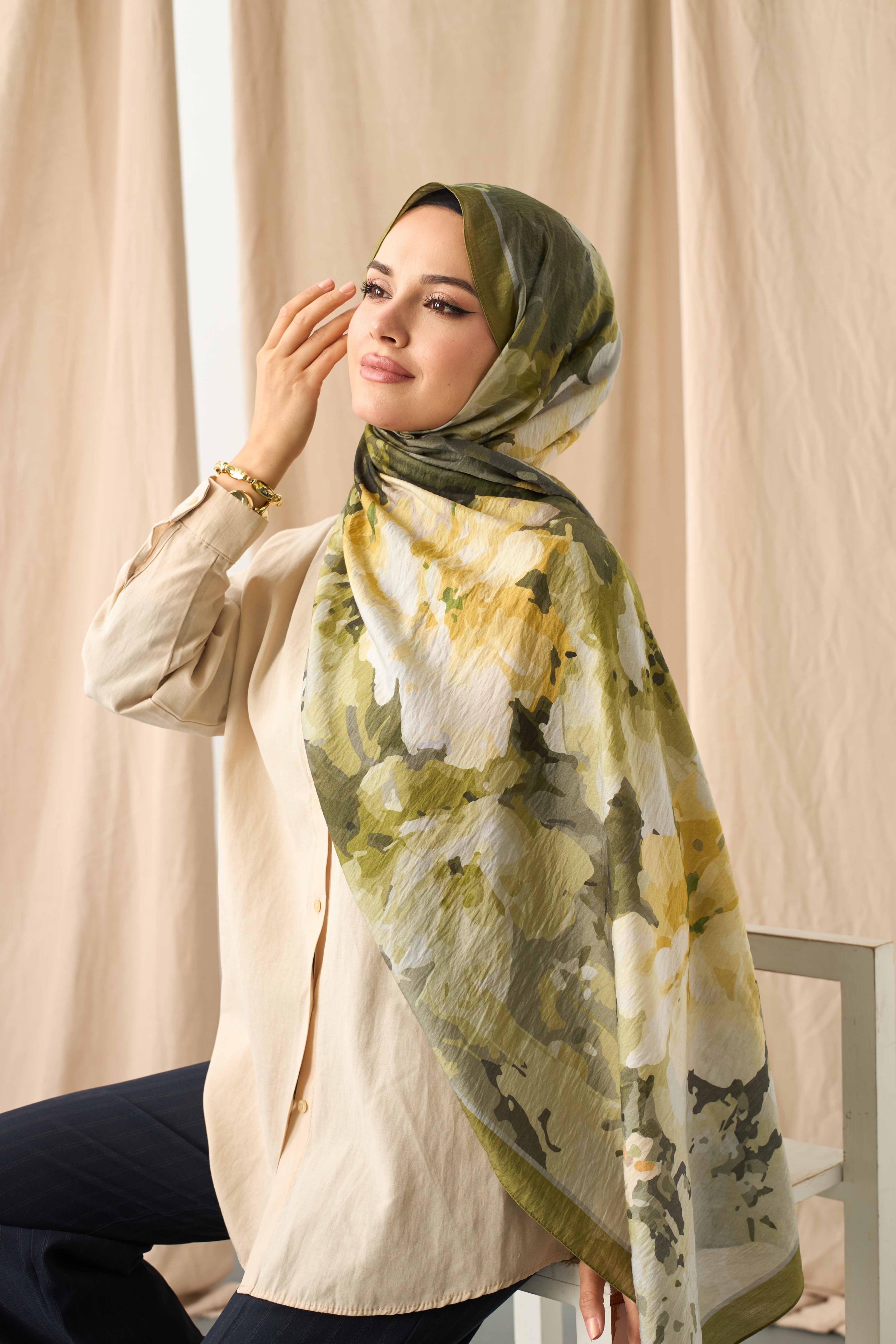 DESENLİ MODAL ŞAL YAĞ YEŞİLİ