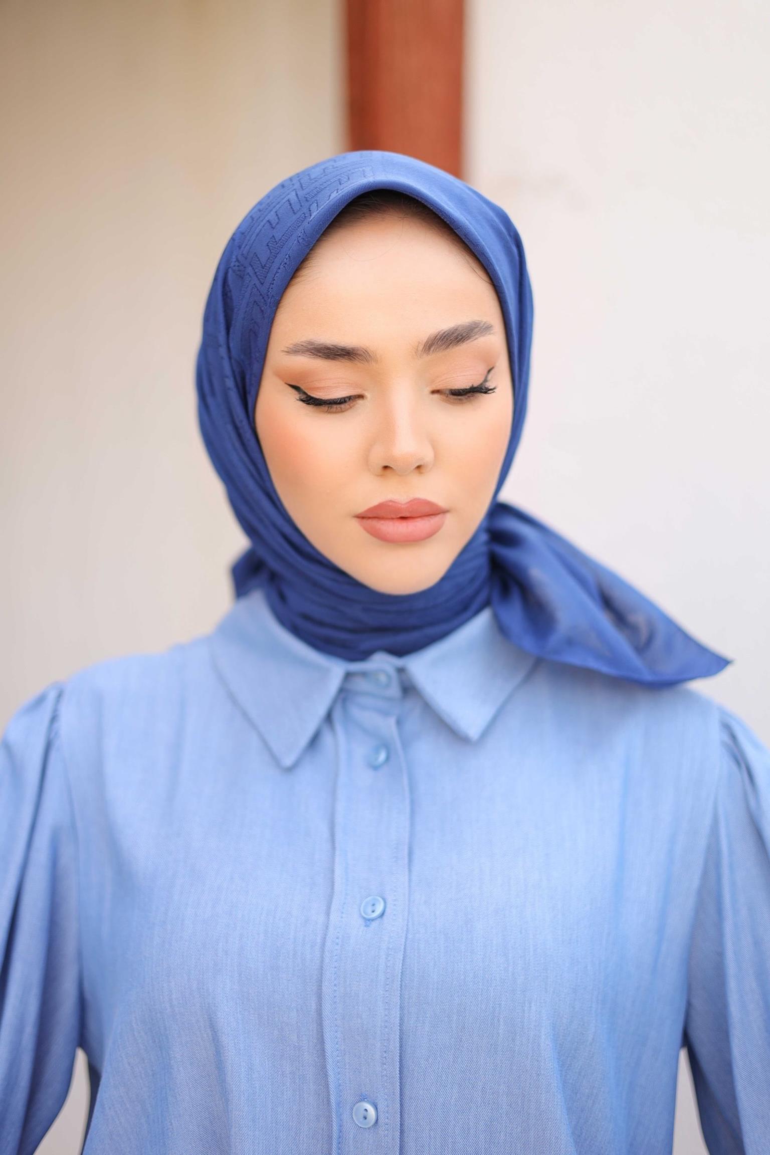 F DESEN EŞARP GECE MAVİ