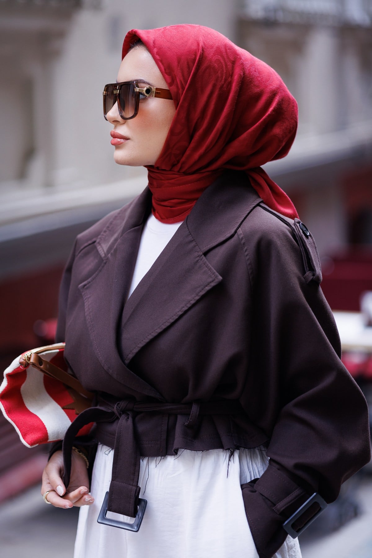 G DESEN EŞARP BORDO