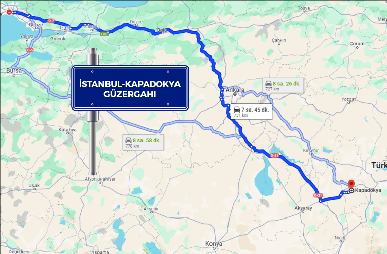İstanbul kapadokya motosiklet rotası