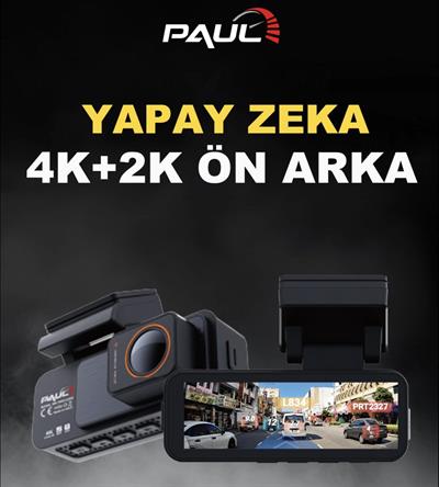 PAUL LENS 4K Araç Kamerası (7.24 Kayıt Sigorta Girişli) Ön Arka Plaka Okuma, Hız Göstergesi, Gps Harita, ADAS, 5G Wi-Fi,  