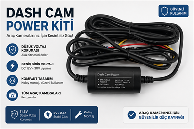 Type-C Girişli 7/24 Araç Kamerası Park Modu Bağlantı Kiti Hardwire Kit 3 Metre Sigorta Girişli