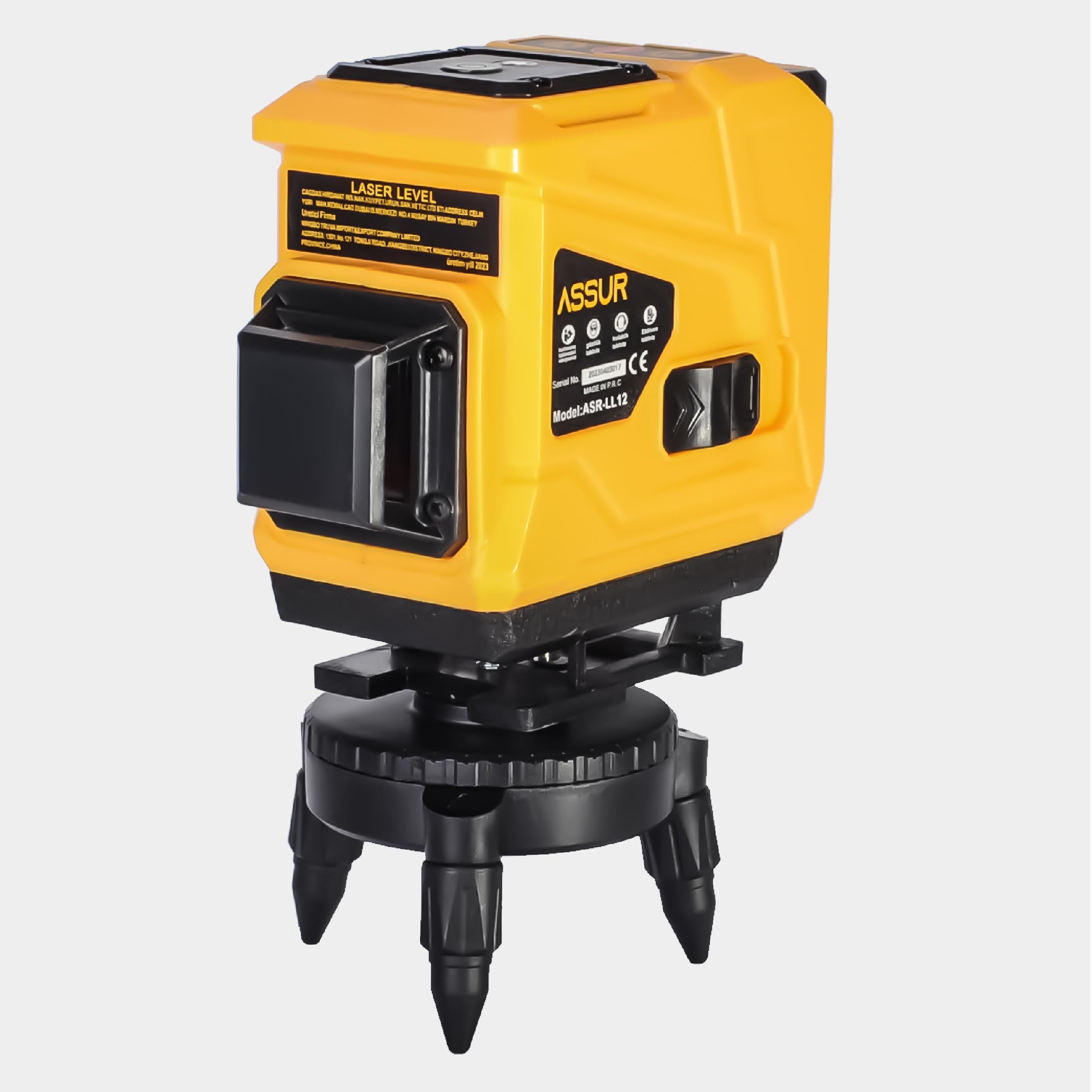 360° 12 Corners Automatic Alignment Laser Meter Green Striped Spirit Level Yellow