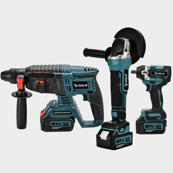ASSUR 3'lü Set Şarjlı Matkap Hilti Torklu Vidalama Somun Sıkma Şarjlı Taşlama