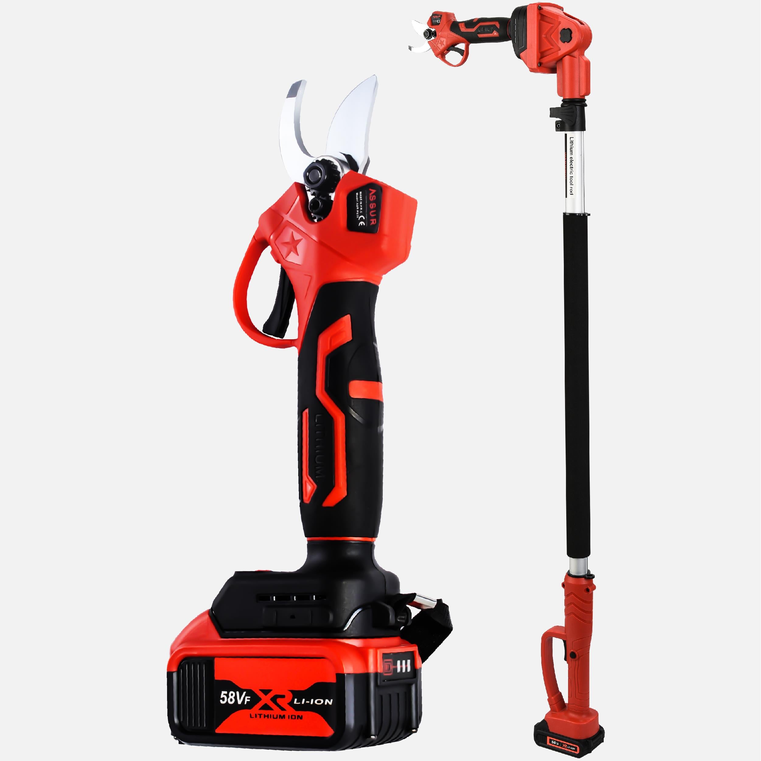 ASSUR Telescopic Cordless Pruning Shears Red