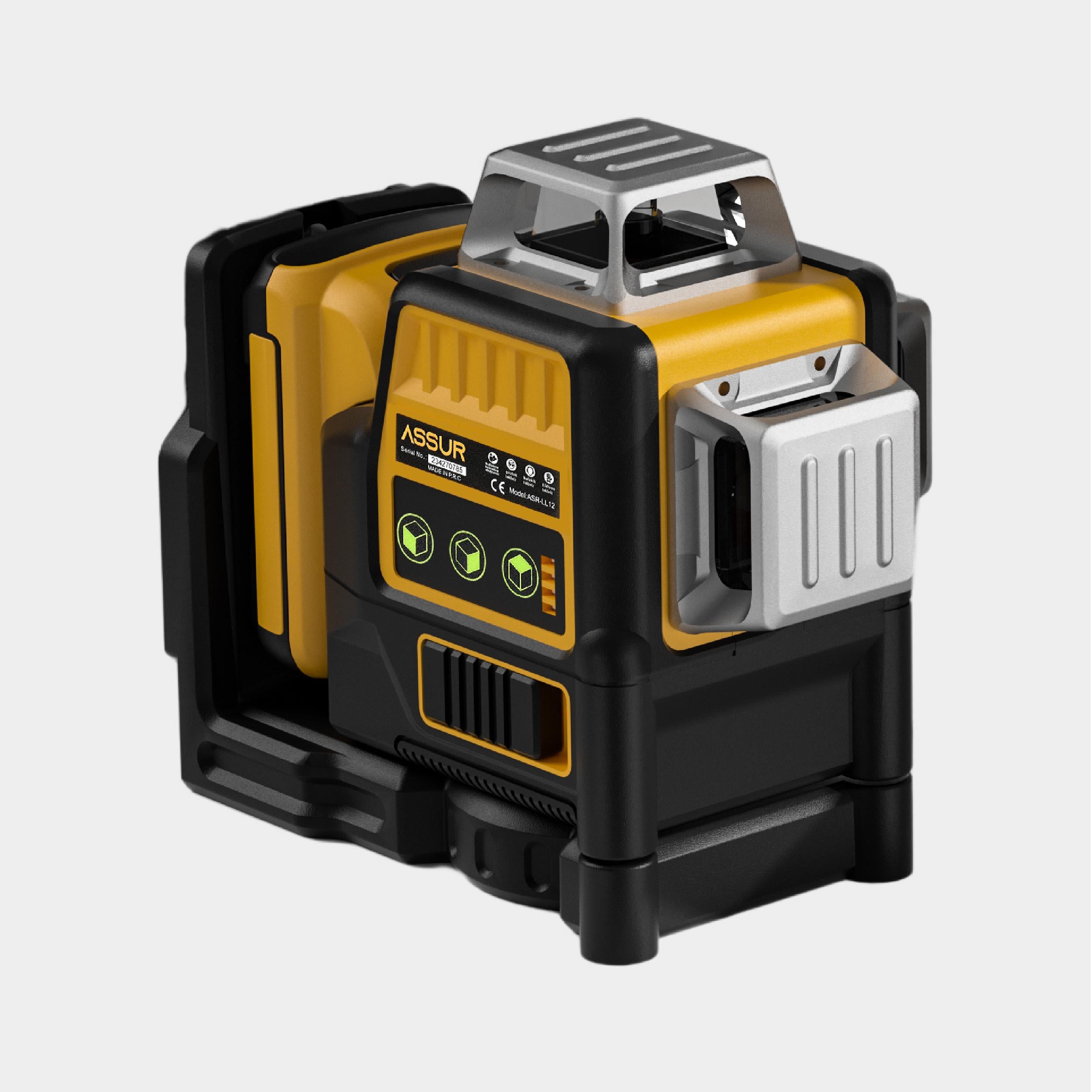 Dual Battery Powered 12 Corners 360° Automatic Alignment Laser Meter Alignment Yellow with Green Stripes