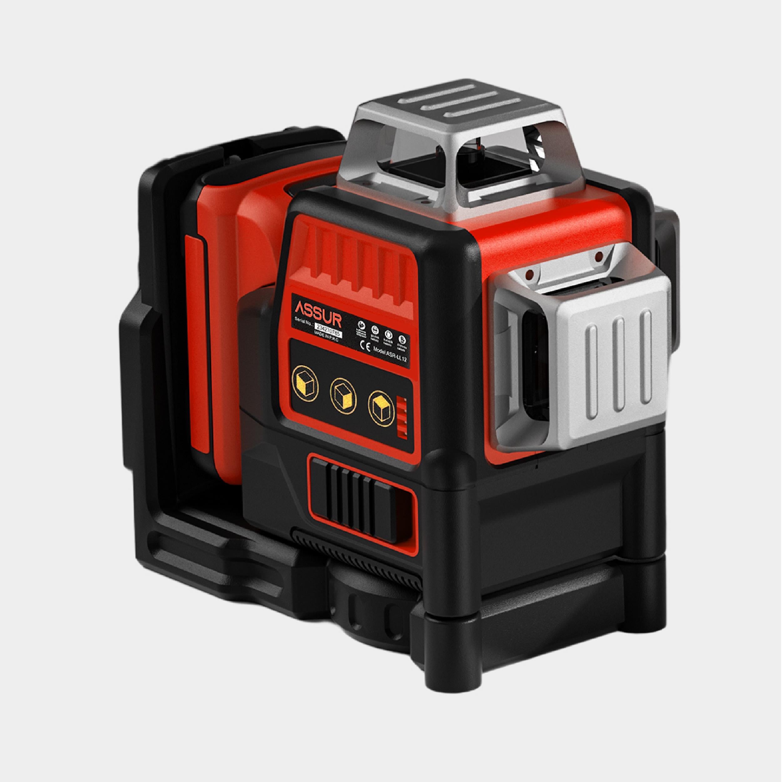Dual Battery Powered 12 Corners 360° Automatic Alignment Laser Meter Alignment Yellow with Green Stripes Red