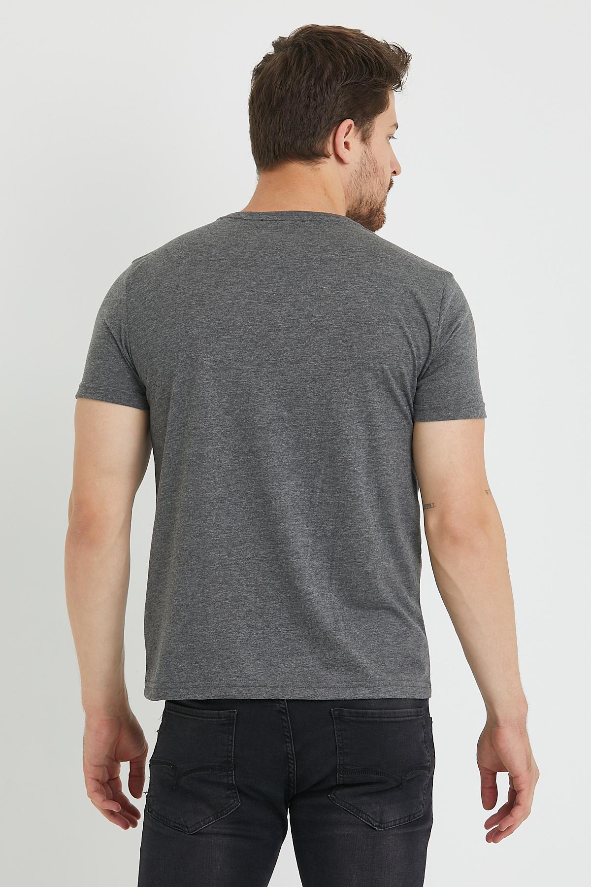 Erkek Baskılı T-shirt Antrasit