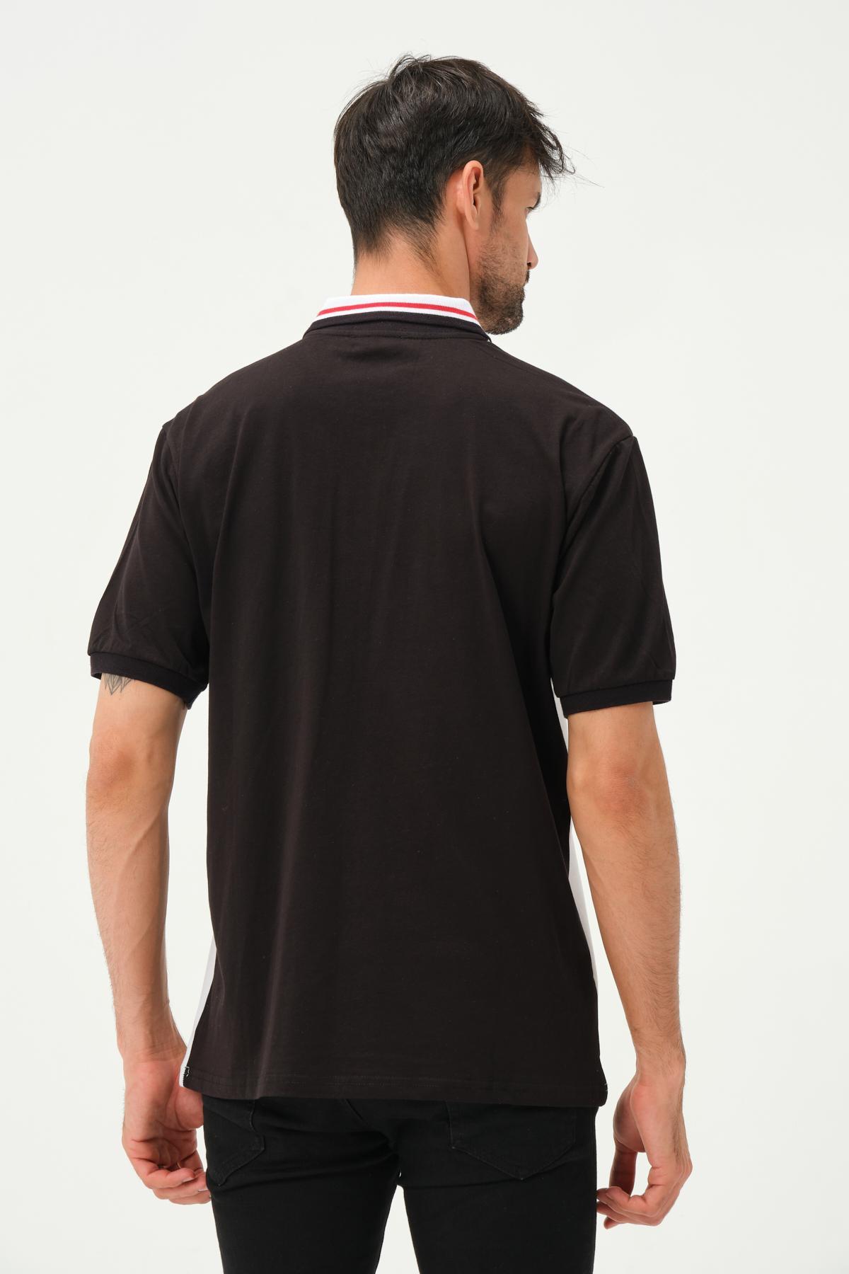 Erkek Çift Renk Polo Yaka T-Shirt Siyah
