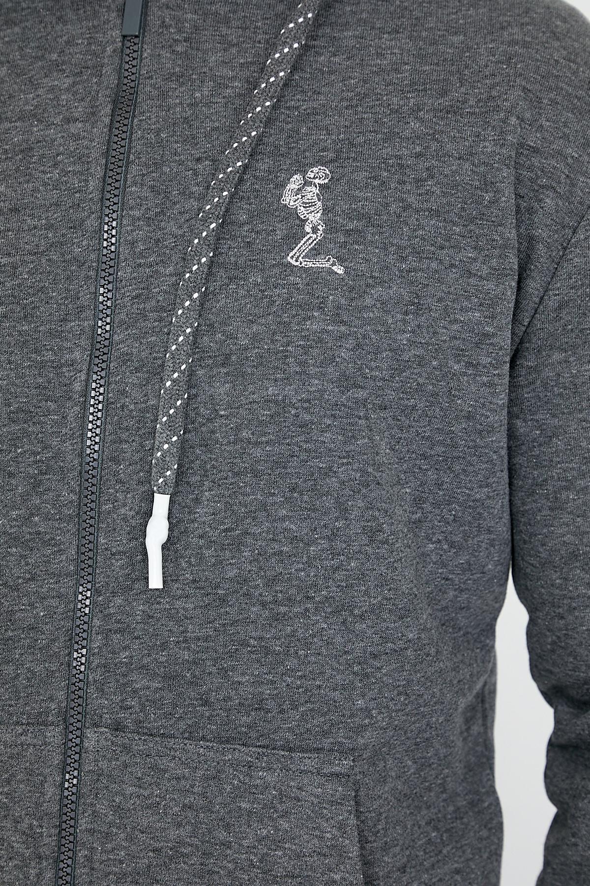 Erkek 3 İplik Pamuklu Regular Fit Nakışlı Fermuarlı Kapüşonlu Cepli Antrasit Sweatshirt Erkek 3 İplik Pamuklu Regular Fit Nakışlı Fermuarlı Kapüşonlu Cepli Antrasit Sweatshirt