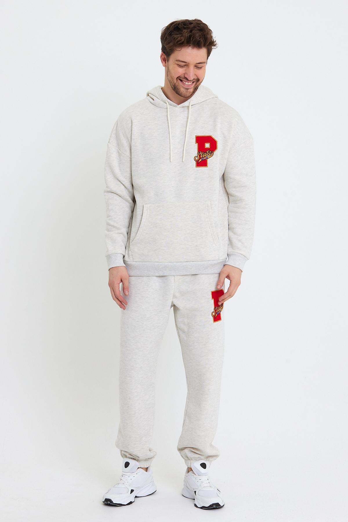 Erkek 3 İplik Pamuklu İçi Polarlı Oversize Nakışlı Kapüşonlu Kanguru Cepli Kar Melanj Sweatshirt Erkek 3 İplik Pamuklu İçi Polarlı Oversize Nakışlı Kapüşonlu Kanguru Cepli Kar Melanj Sweatshirt