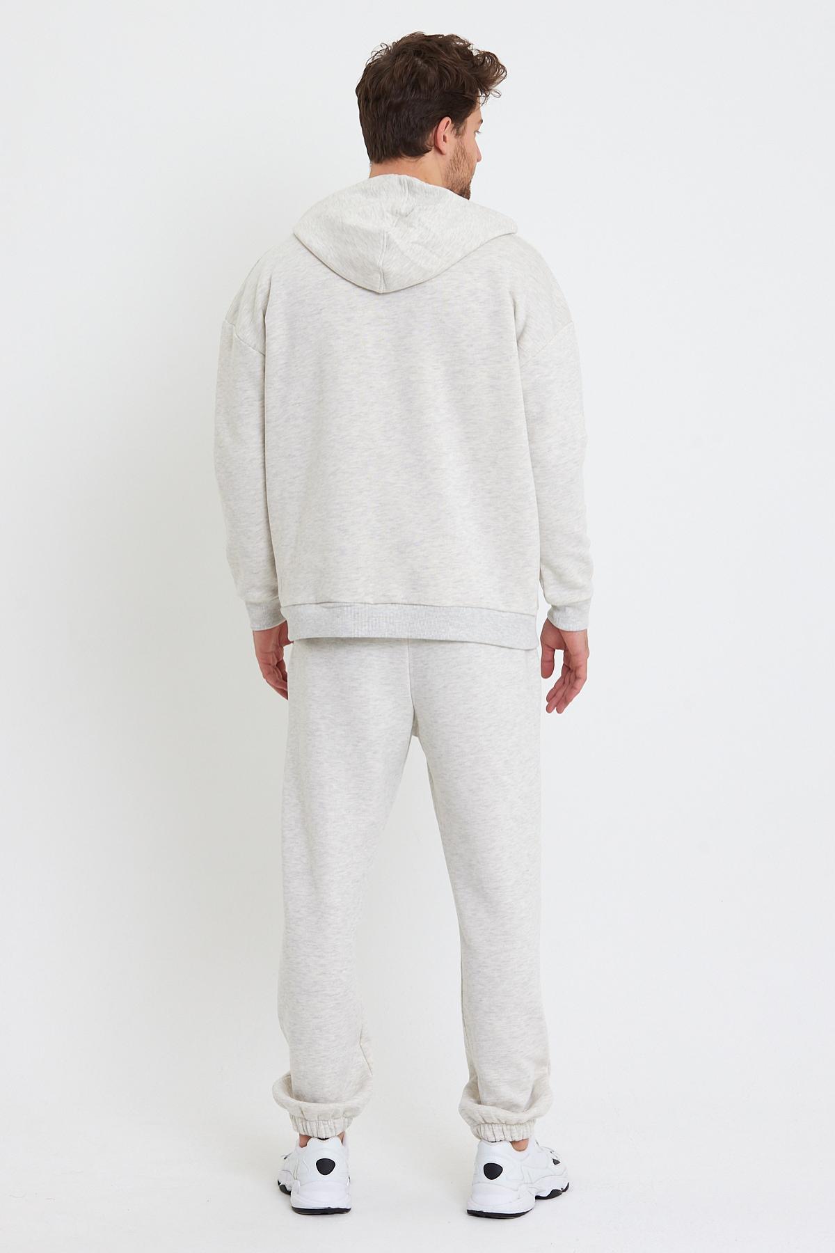 Erkek 3 İplik Pamuklu İçi Polarlı Oversize Nakışlı Kapüşonlu Kanguru Cepli Kar Melanj Sweatshirt Erkek 3 İplik Pamuklu İçi Polarlı Oversize Nakışlı Kapüşonlu Kanguru Cepli Kar Melanj Sweatshirt