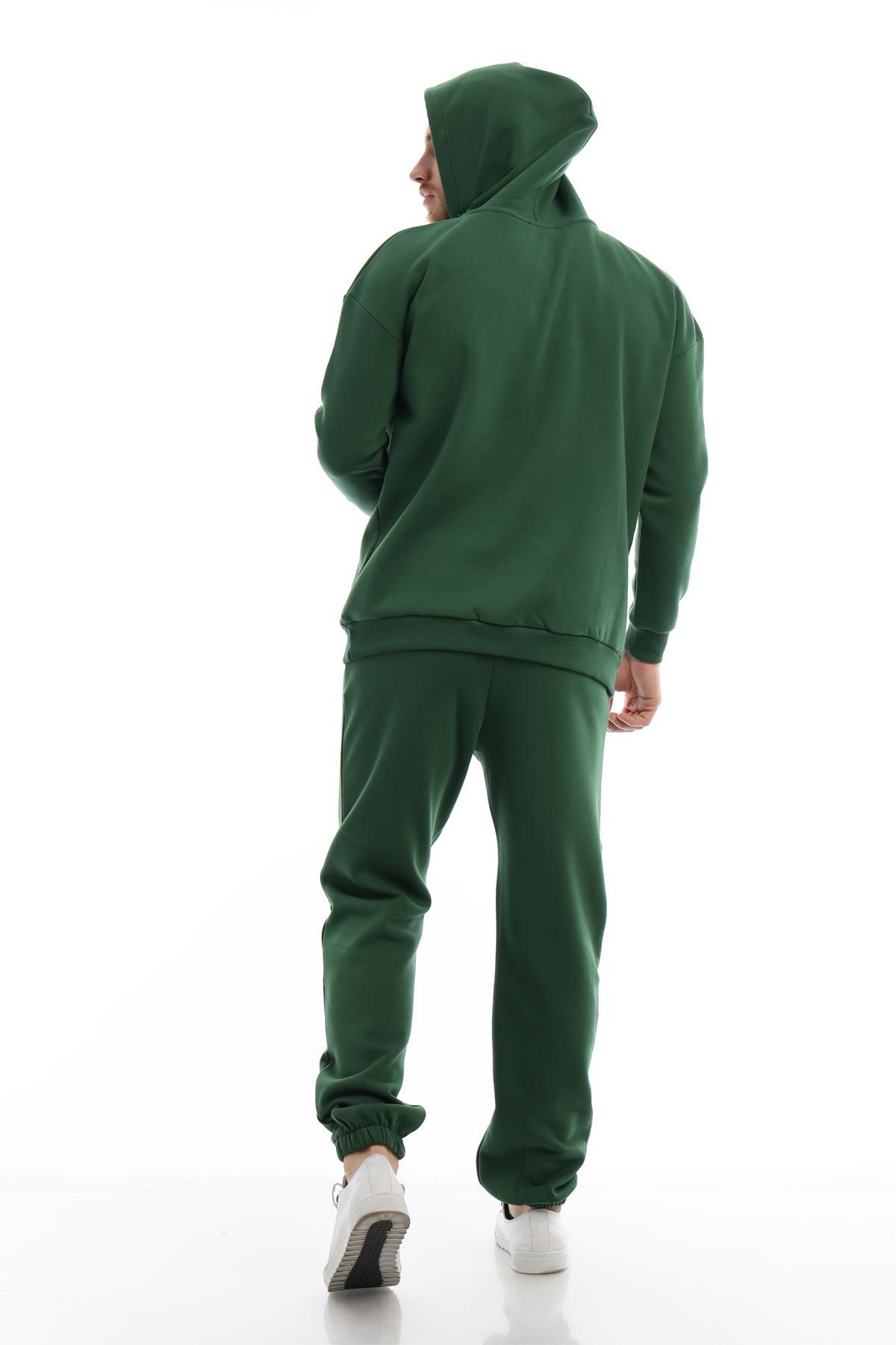 Erkek 3 İplik Pamuklu İçi Polarlı Oversize Kapüşonlu Kanguru Cepli Yeşil Sweatshirt Erkek 3 İplik Pamuklu İçi Polarlı Oversize Kapüşonlu Kanguru Cepli Yeşil Sweatshirt