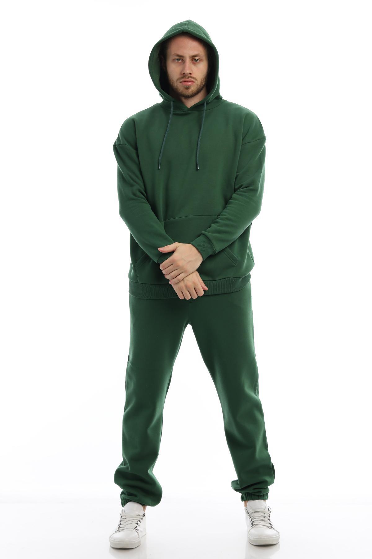 Erkek 3 İplik Pamuklu İçi Polarlı Oversize Kapüşonlu Kanguru Cepli Yeşil Sweatshirt Erkek 3 İplik Pamuklu İçi Polarlı Oversize Kapüşonlu Kanguru Cepli Yeşil Sweatshirt