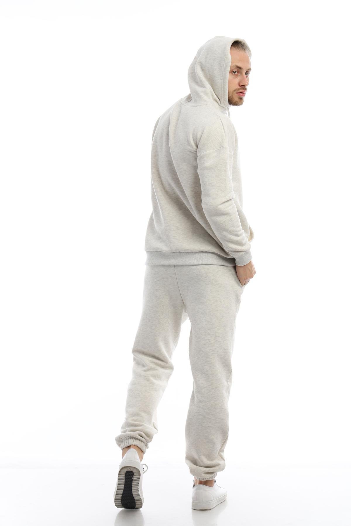 Erkek 3 İplik Pamuklu İçi Polarlı Oversize Kapüşonlu Kanguru Cepli Kar Melanj Sweatshirt Erkek 3 İplik Pamuklu İçi Polarlı Oversize Kapüşonlu Kanguru Cepli Kar Melanj Sweatshirt