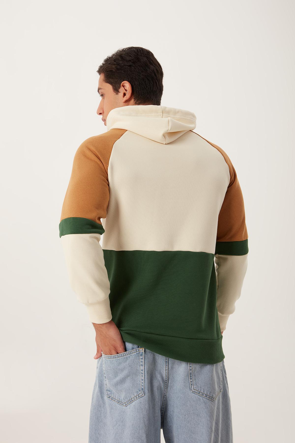 Erkek 3 İplik Pamuklu İçi Polarlı 3 Renkli Oversize Baskılı Kapüşonlu Ekru Sweatshirt Erkek 3 İplik Pamuklu İçi Polarlı 3 Renkli Oversize Baskılı Kapüşonlu Ekru Sweatshirt