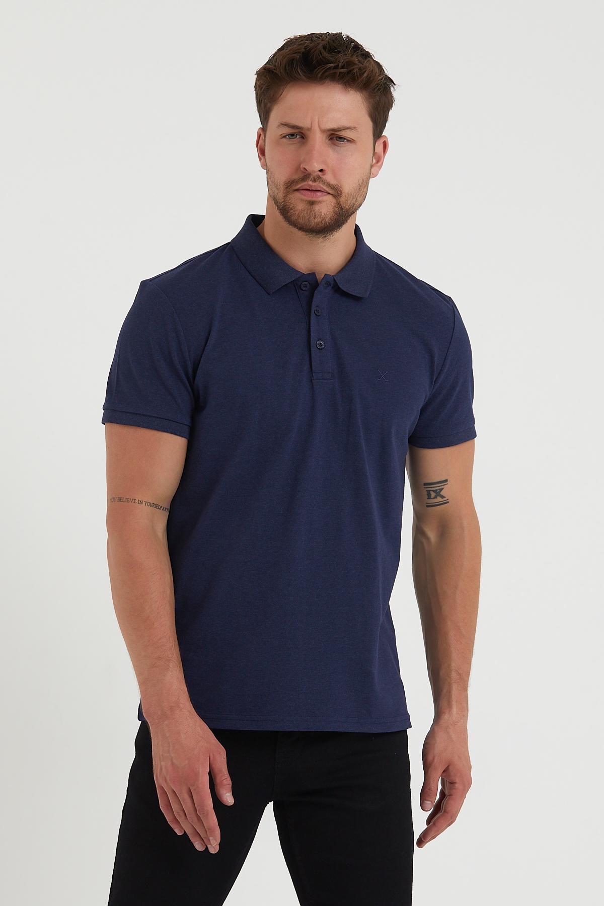 Erkek Regular Fit Polo Yaka 3lü T-shirt Lacivert-Siyah-İndigo Erkek Regular Fit Polo Yaka 3lü T-shirt Lacivert-Siyah-İndigo