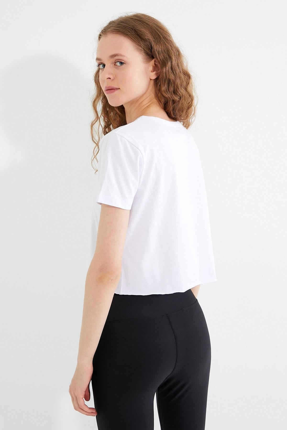 Kadın Baskılı T-shirt Beyaz