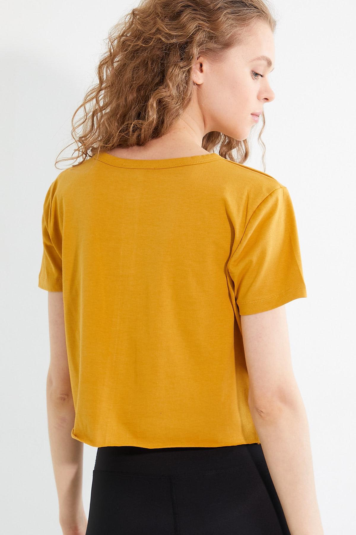 Kadın Baskılı T-shirt Sarı