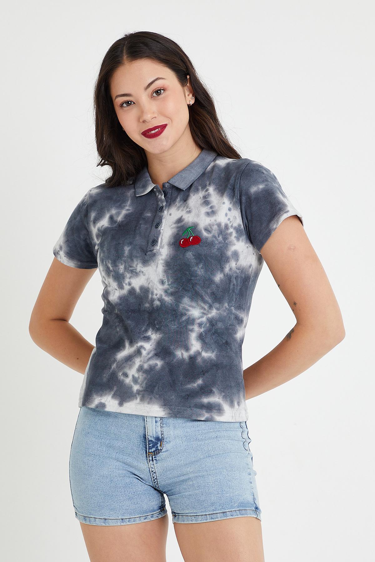 Kadın Batik Yıkamalı t-shirt  Siyah