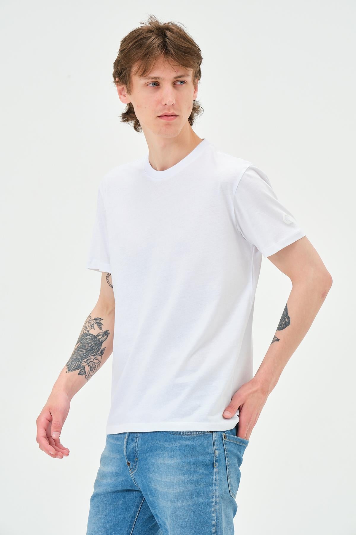 Erkek %100 Pamuk Regular Kalıp 5 li T-Shirt Paketi Beyaz