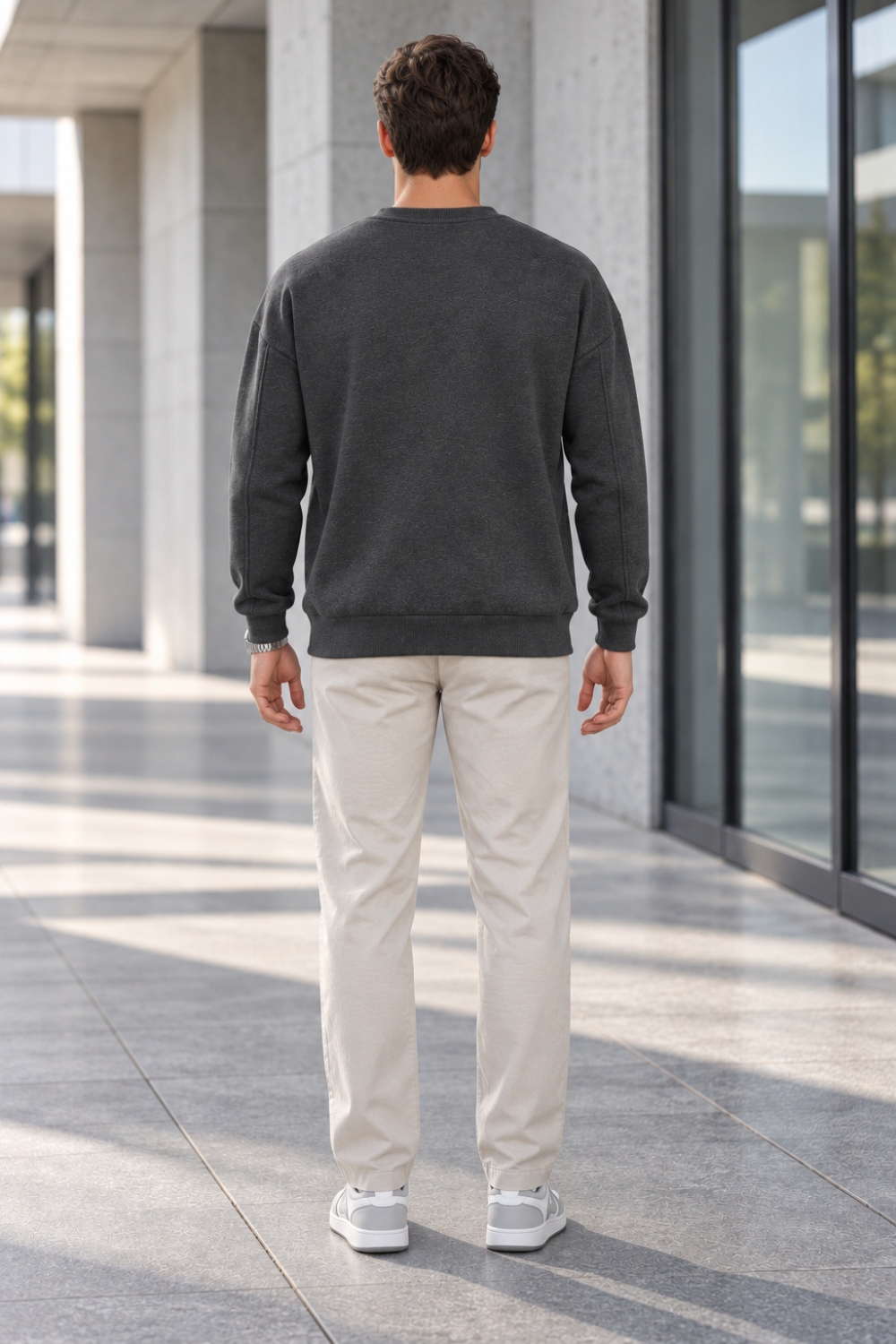 Erkek 2’li Paket Bisiklet Yaka Basic Günlük Sweatshirt - Siyah & Antrasit Siyah