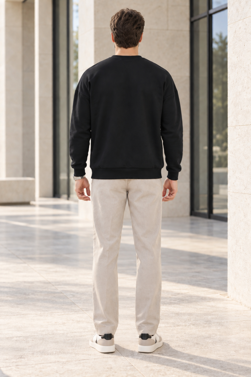 Erkek 2’li Paket Bisiklet Yaka Basic Günlük Sweatshirt - Siyah & Antrasit Siyah