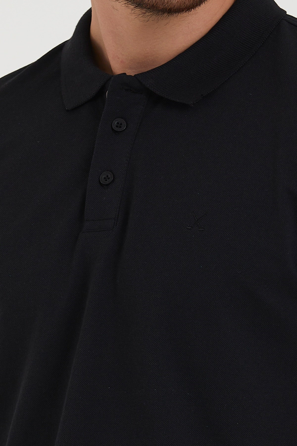 Erkek 2li Polo Yaka Tişört Siyah-Lacivert %100 Pamuk Çekmeyen Kumaş Regular Fit