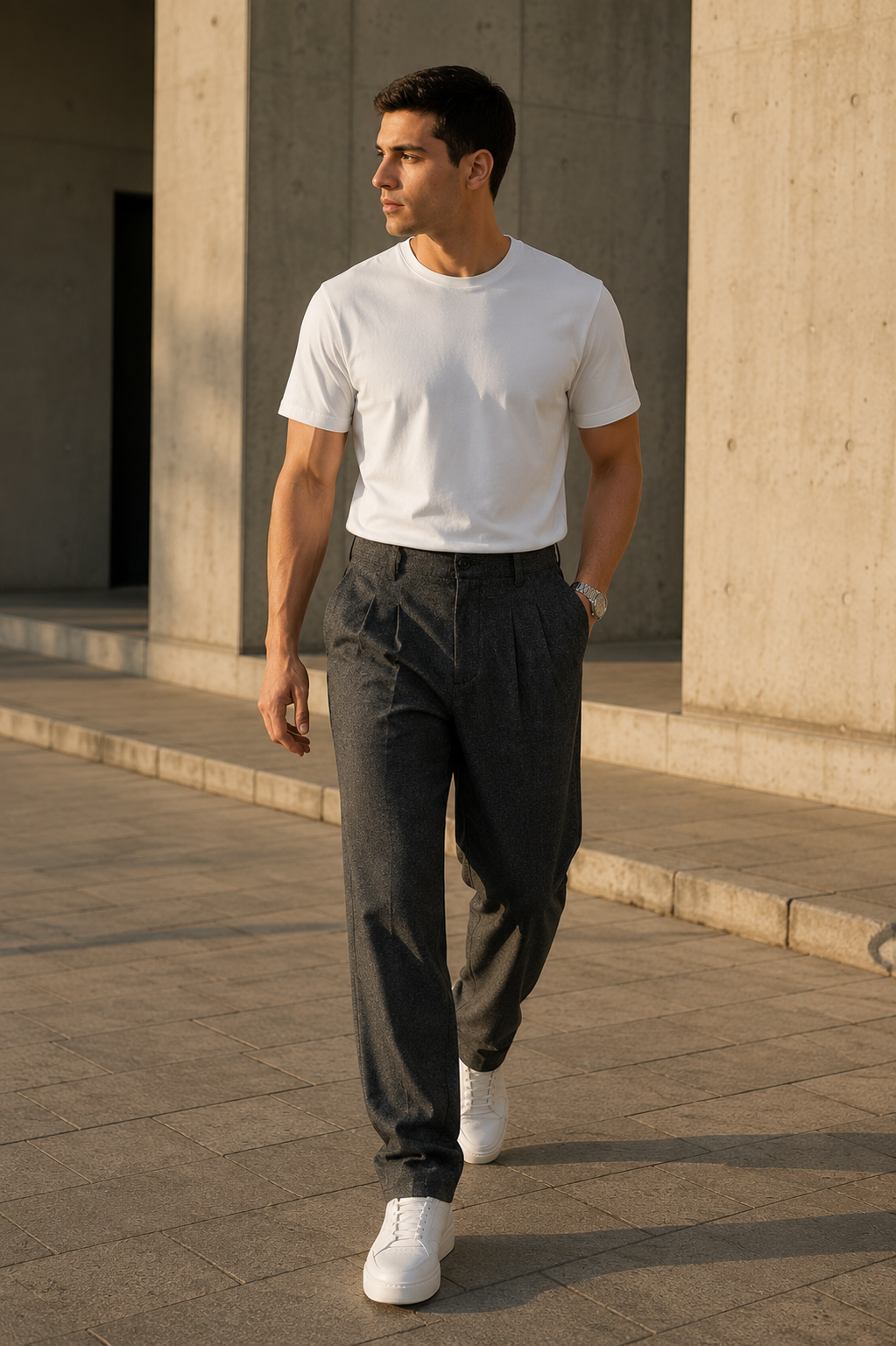 Erkek Antrasit Baggy Fit Pileli Kumaş Pantolon