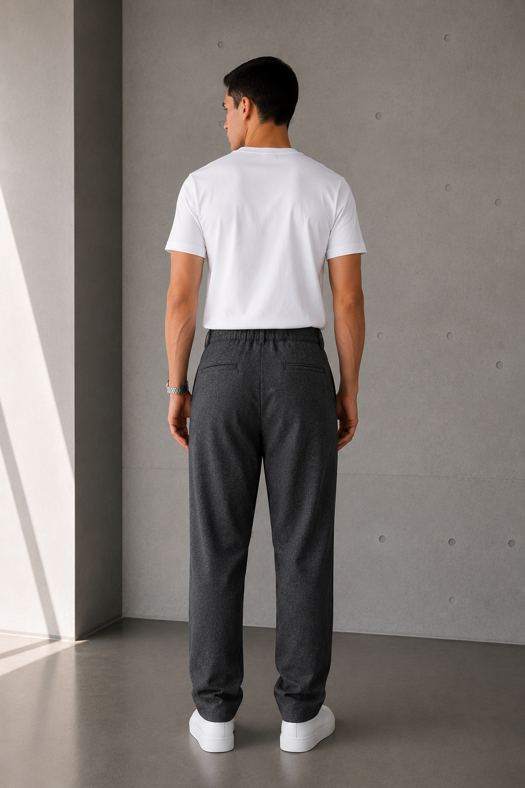 Erkek Antrasit Baggy Fit Pileli Kumaş Pantolon
