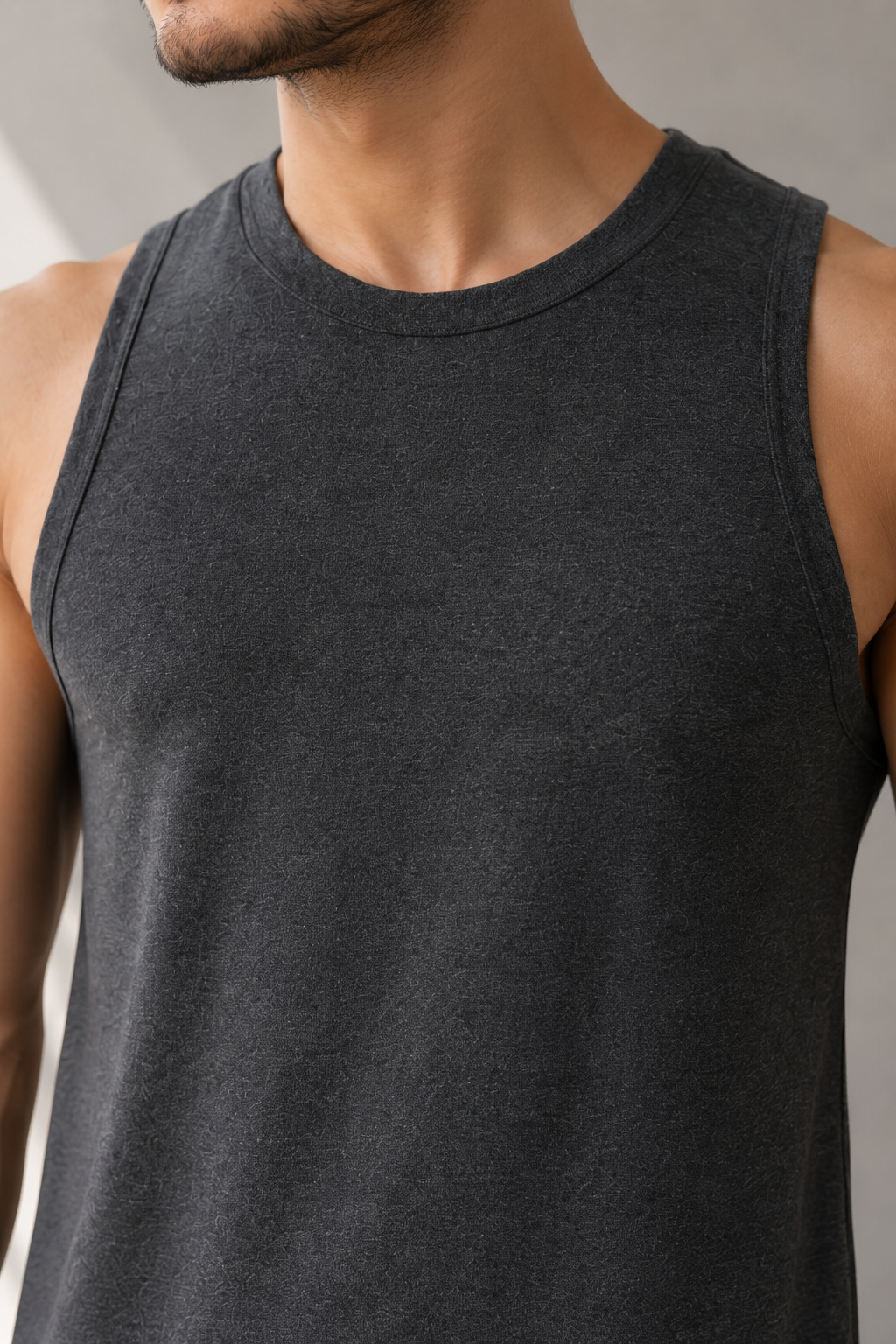Erkek Antrasit Melanj Bisiklet Yaka Slim Fit Sporcu Atlet