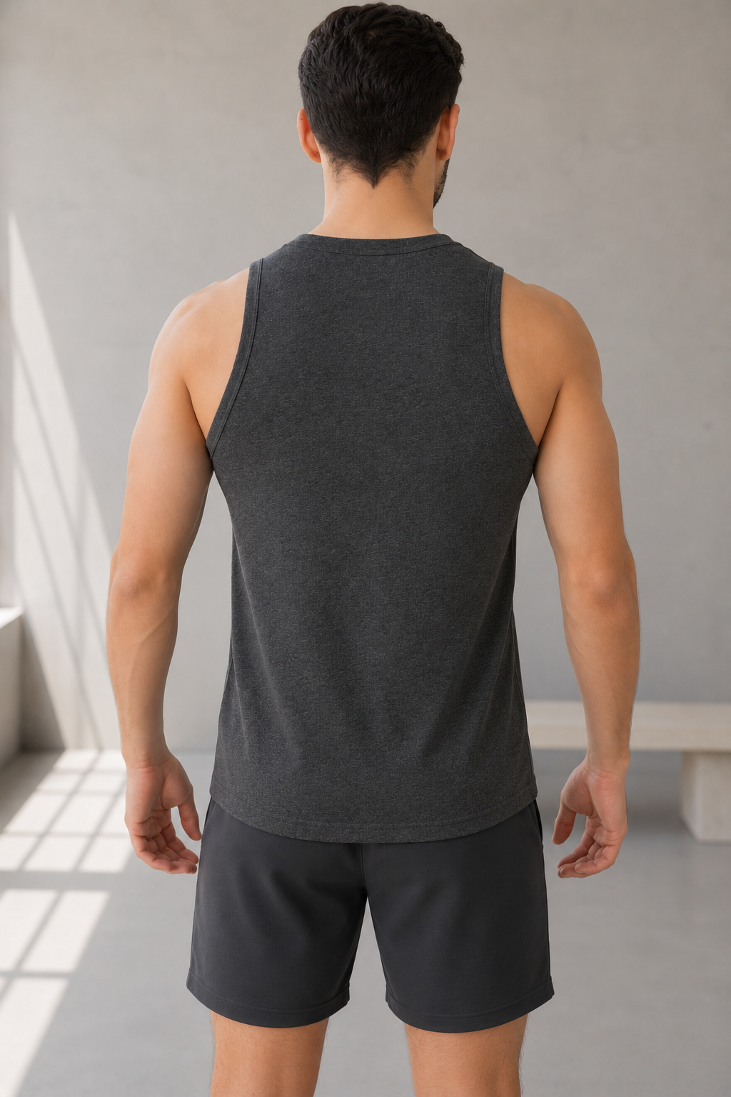 Erkek Antrasit Melanj Bisiklet Yaka Slim Fit Sporcu Atlet