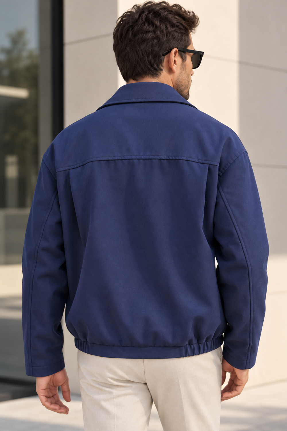 Erkek Astarlı Fermuarlı Lastik Bel Regular Fit Ceket - Lacivert Lacivert
