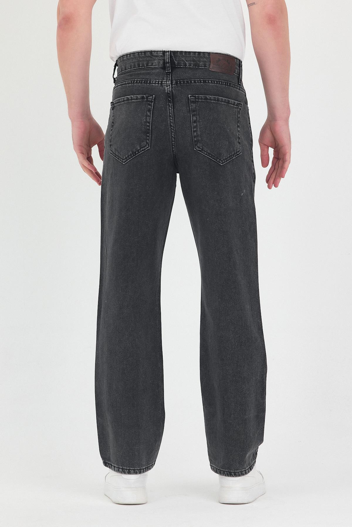 Erkek Baggy Fit Kot Pantolon Füme