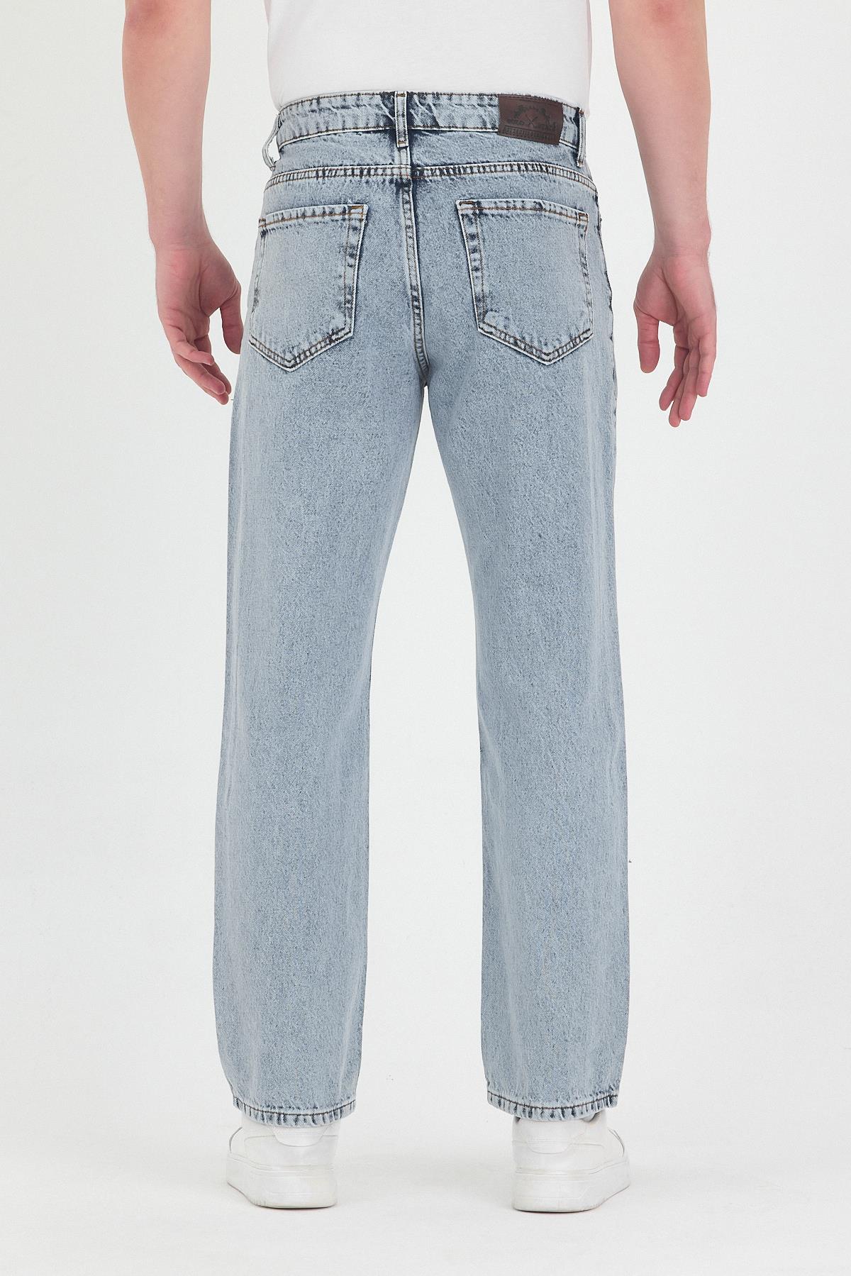 Erkek Baggy Fit Kot Pantolon Kar Yıkama