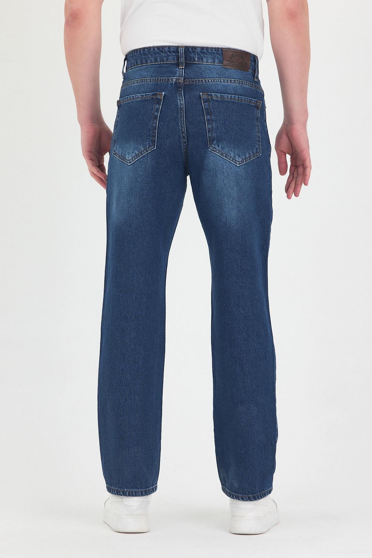 Erkek Baggy Fit Kot Pantolon Mavi