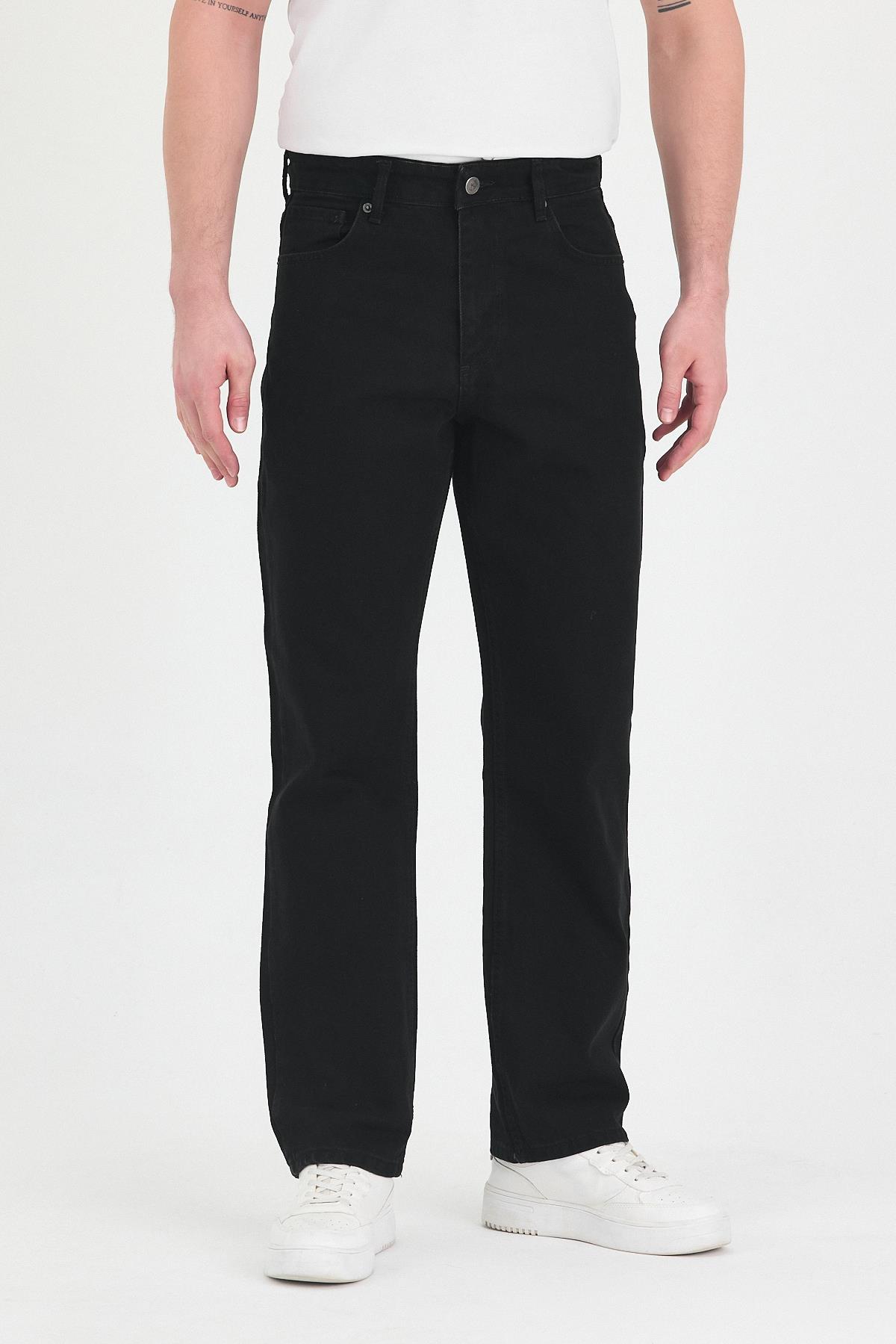Erkek Baggy Fit Kot Pantolon Siyah