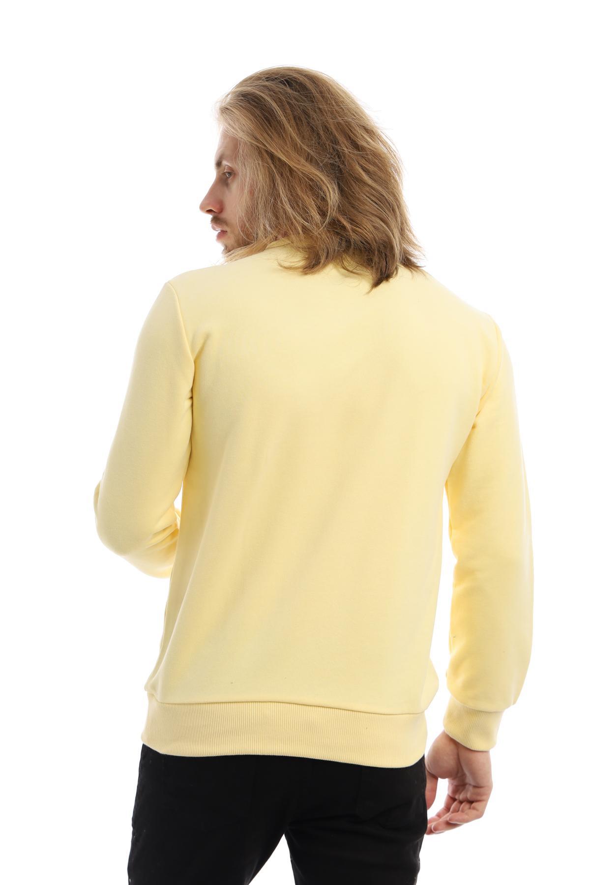 Erkek 3 İplik Pamuklu Regular Fit Basic Bisiklet Yaka Sarı Sweatshirt Erkek 3 İplik Pamuklu Regular Fit Basic Bisiklet Yaka Sarı Sweatshirt