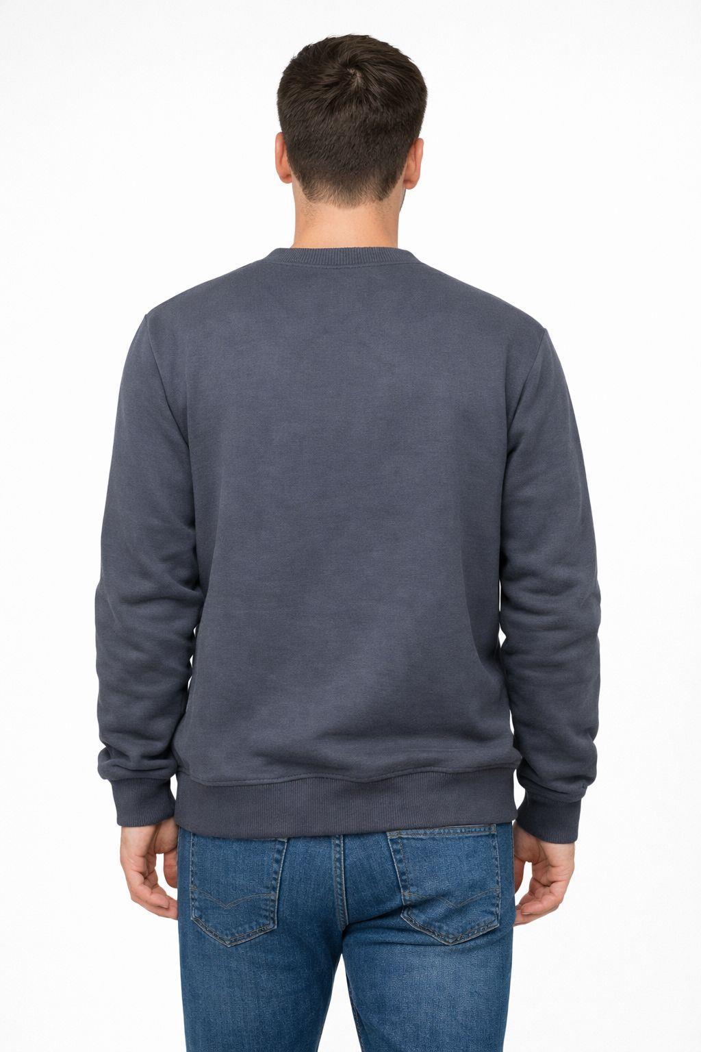 Erkek Bisiklet Yaka Regular Fit 3 İplik Pamuklu Füme Sweatshirt