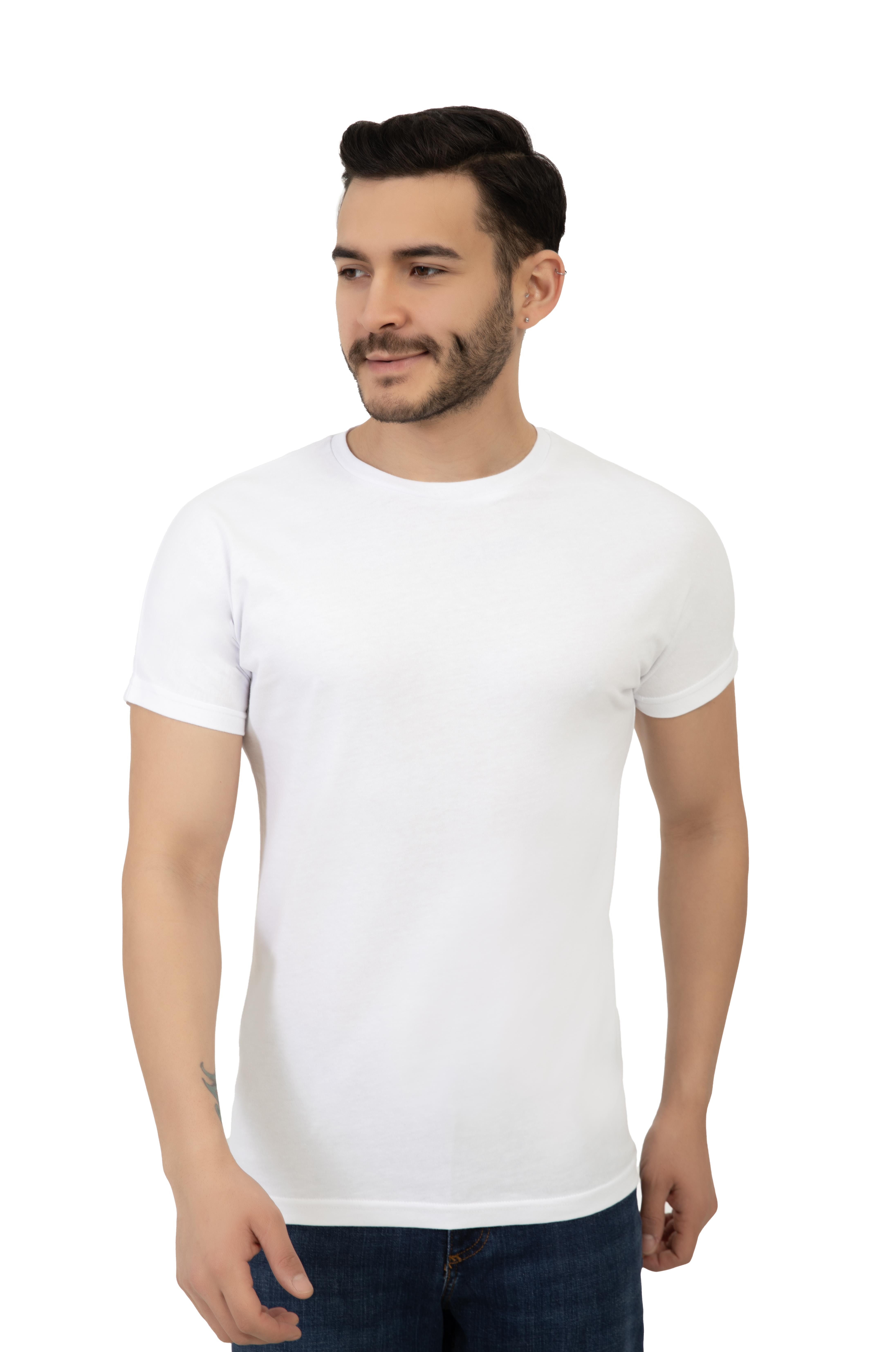 Erkek Bisiklet Yaka Regular Fit Basic Tişört Beyaz